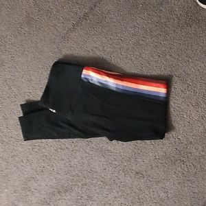 Pink Victoria secret yoga leggings.  Size small black with colored stripes .